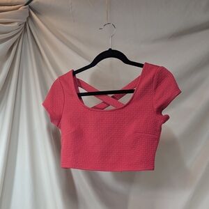 Trixxi Pink Backless Cap Sleeve Crop Blouse